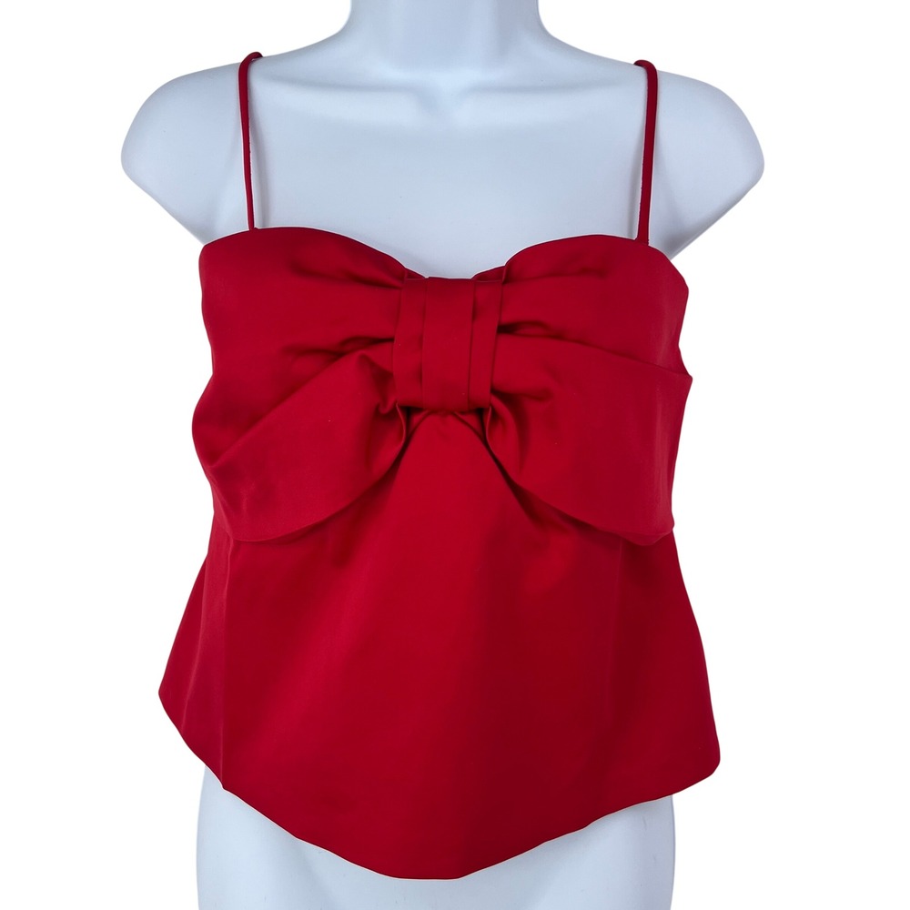 NWT LOFT Red Bow Bustier Top Size 4 coquette party statement date night